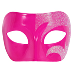 Mystic Holographic Glitter & Pink Venetian Masquerade Mask