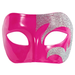 Mystic Silver Glitter & Pink Venetian Masquerade Mask