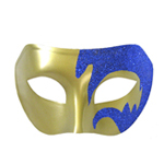 Mystic Blue Glitter & Gold Venetian Masquerade Mask