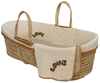 Organics Embroidered Moses Basket - Love Organics Embroidered Moses Basket - Love