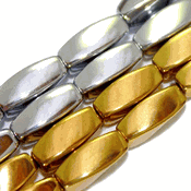Magnetic Hematite Beads: Gold & Silver Twists (5x12mm) Magnetic Hematite Beads: Gold & Silver Twists (5x12mm)