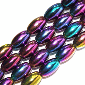 Magnetic Hematite Beads: Rainbow Oval (4x7mm) Magnetic Hematite Beads: Rainbow Oval (4x7mm)