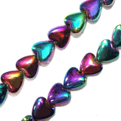 Magnetic Hematite Beads: Rainbow Color Heart Beads (6mm) Magnetic Hematite Beads: Rainbow Color Heart Beads (6mm)