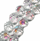 Crystal Clear AB Round Faceted Glass Beads Crystal Clear AB Round Faceted Glass Beads