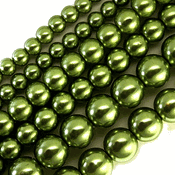 Silver Green Glass Pearl Beads Silver Green Glass Pearl Beads