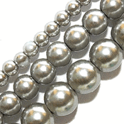 Silver Grey Glass Pearl Beads Silver Grey Glass Pearl Beads