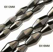 Magnetic Hematite Beads: Hex Facet Oval Bicone (6x12mm) Magnetic Hematite Beads: Hex Facet Oval Bicone (6x12mm)