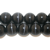 Black Fiber Optic Cats Eye Beads (8mm) Black Fiber Optic Cats Eye Beads (8mm)