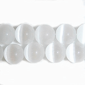 White Fiber Optic Cats Eye Beads (8mm) White Fiber Optic Cats Eye Beads (8mm)