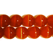 Orange Red Fiber Optic Cats Eye Beads (8mm) Orange Red Fiber Optic Cats Eye Beads (8mm)