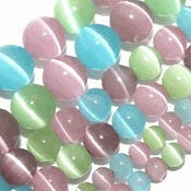 Multi-Pastel Fiber Optic Cats Eye Beads (8mm) Multi-Pastel Fiber Optic Cats Eye Beads (8mm)
