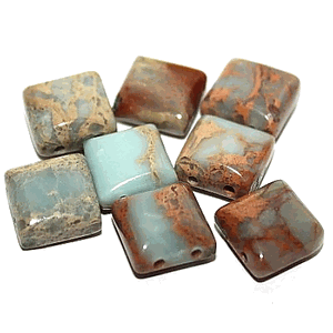 Square Aqua Terra Jasper Beads Double Strand (10x10mm) Square Aqua Terra Jasper Beads Double Strand (10x10mm)