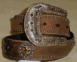 Nocona Ladies Fancy Brown Topez Bling Concho and Calf Hair Belt Nocona Ladies Fancy Brown Topez Bling Concho and Calf Hair Belt