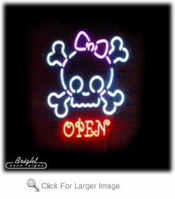 Princess Skull Neon Open Sign