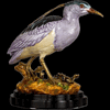 BRASS AND PORCELAIN NATURALISTIC BIRD FIGURINE ON WOOD BASE BRASS AND PORCELAIN NATURALISTIC BIRD FIGURINE ON WOOD BASE