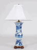 CHINESE BLUE AND WHITE PORCELAIN BEAKER LAMP CHINESE BLUE AND WHITE PORCELAIN BEAKER LAMP
