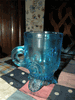 RARE ANTIQUE EAPG BLUE DEWEY GLASS MUG INDIANA RARE ANTIQUE EAPG BLUE DEWEY GLASS MUG INDIANA