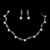Antique Silver Diamond White Necklace & Earrings Bridal Jewelry Set 8907 Antique Silver Diamond White Necklace & Earrings Bridal Jewelry Set 8907