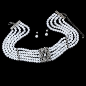 White Pearl and Crystal Bridal Jewelry Set NE 20121 White Pearl and Crystal Bridal Jewelry Set NE 20121