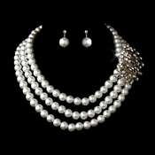 Silver White Necklace Earring Set 12508 Silver White Necklace Earring Set 12508