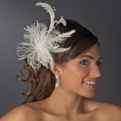 * Fabulous Ivory Feather Fascinator Bridal Comb or Clip 8989 * Fabulous Ivory Feather Fascinator Bridal Comb or Clip 8989