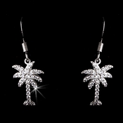 Silver Clear CZ Palm Tree Dangle Earrings 8117 Silver Clear CZ Palm Tree Dangle Earrings 8117