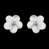 Charming Mother of Pearl Flower Earrings w/ Clear Cubic Zirconia 1038***Discontinued*** Charming Mother of Pearl Flower Earrings w/ Clear Cubic Zirconia 1038***Discontinued***