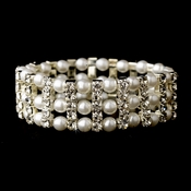 Silver White Stretch Pearl & Rhinestone Bracelet 80630***Discontinued*** Silver White Stretch Pearl & Rhinestone Bracelet 80630***Discontinued***
