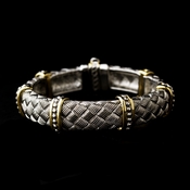 Woven Silver Pattern with Gold Trim Bracelet 7982 Woven Silver Pattern with Gold Trim Bracelet 7982