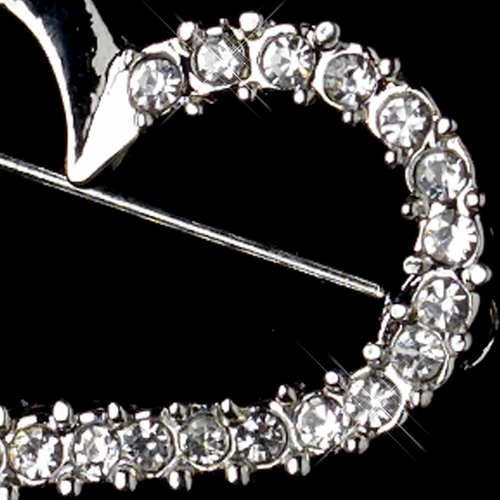 * Silver Clear Rhinestone Valentine Love Heart Brooch 217 * Silver Clear Rhinestone Valentine Love Heart Brooch 217