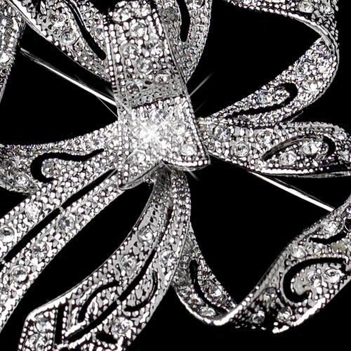 Silver Clear Curly Ribbon Brooch 230 Silver Clear Curly Ribbon Brooch 230