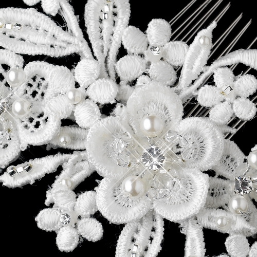 Diamond White Pearl, Swarovski Crystal Rhinestone & Bugle Beaded Fabric Flower Hair Comb 9724***Discontinued*** Diamond White Pearl, Swarovski Crystal Rhinestone & Bugle Beaded Fabric Flower Hair Comb 9724***Discontinued***