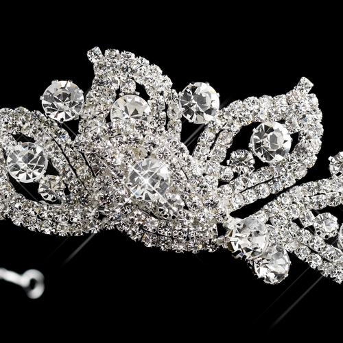 Silver Clear Rhinestone Petal Side Accented Headband Headpiece 9704 Silver Clear Rhinestone Petal Side Accented Headband Headpiece 9704