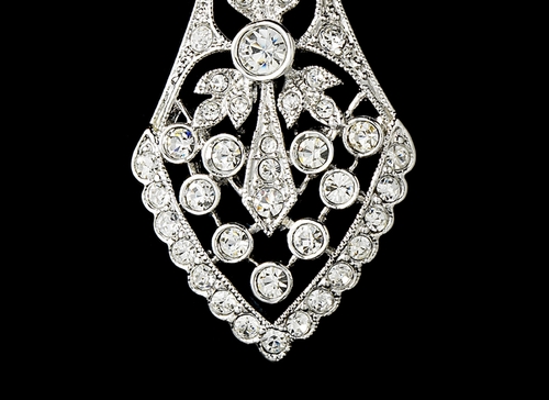 Antique Silver Clear CZ Vintage Bridal Earrings 3530 Antique Silver Clear CZ Vintage Bridal Earrings 3530