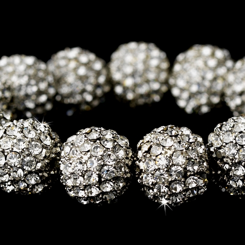Silver Clear 12mm Pave Ball Stretch Bracelet 8482 Silver Clear 12mm Pave Ball Stretch Bracelet 8482