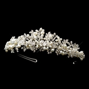 Silver Freshwater Pearl & Rhinestone Tiara Headpiece 9740***Discontinued*** Silver Freshwater Pearl & Rhinestone Tiara Headpiece 9740***Discontinued***