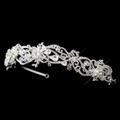 Silver Clear Swarovski Crystal & Rhinestone Swirl Headband Headpiece 9705 Silver Clear Swarovski Crystal & Rhinestone Swirl Headband Headpiece 9705