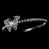 * Antique Silver Clear Rhinestone Butterfly Side Accented Headpiece 70934 * Antique Silver Clear Rhinestone Butterfly Side Accented Headpiece 70934