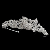 Silver Clear Rhinestone Petal Side Accented Headband Headpiece 9704 Silver Clear Rhinestone Petal Side Accented Headband Headpiece 9704