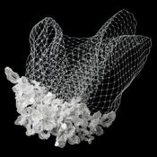 Floral Ivory Embroidered Headpiece with Russian Birdcage Veil 9717 Floral Ivory Embroidered Headpiece with Russian Birdcage Veil 9717