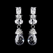 Silver Clear Crystal & Rhinestone Clip on Dangle Earrings 40468 Silver Clear Crystal & Rhinestone Clip on Dangle Earrings 40468