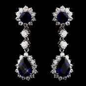 Princess Kate Middleton Inspired Silver Clear & Sapphire CZ Drop Earrings 5560 Princess Kate Middleton Inspired Silver Clear & Sapphire CZ Drop Earrings 5560