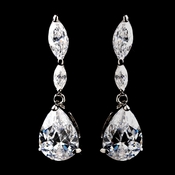 Antique Silver Clear CZ Teardrop Dangle Earrings 5500 Antique Silver Clear CZ Teardrop Dangle Earrings 5500