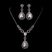 Silver Clear Cubic Zirconia Necklace Earring Set 1277 Silver Clear Cubic Zirconia Necklace Earring Set 1277