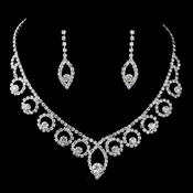 Silver Clear Rhinestone Necklace & Earrings Jewelry Set 47023 Silver Clear Rhinestone Necklace & Earrings Jewelry Set 47023