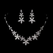 Silver Clear Cubic Zirconia Necklace Earring Set 1274 Silver Clear Cubic Zirconia Necklace Earring Set 1274