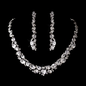 Silver Clear Cubic Zirconia Necklace Earring Set 1275 Silver Clear Cubic Zirconia Necklace Earring Set 1275