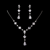 Silver Clear Cubic Zirconia Necklace Earring Set 1276 Silver Clear Cubic Zirconia Necklace Earring Set 1276