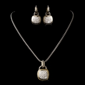 Silver Clear w/ Gold Trim Necklace Earring 7994 Silver Clear w/ Gold Trim Necklace Earring 7994