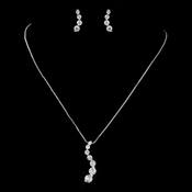 Silver Clear CZ Crystal Journey Necklace & Earrings Bridal Jewelry Set 71788 Silver Clear CZ Crystal Journey Necklace & Earrings Bridal Jewelry Set 71788
